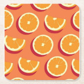 "Citrus Delight: Levendige Oranje fruitprint Teaco Kartonnen Onderzetters (Voorkant)