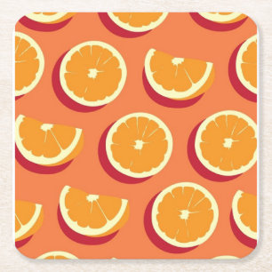 "Citrus Delight: Levendige Oranje fruitprint Teaco Kartonnen Onderzetters
