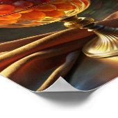 Citrus Delight: Oranje druiven op zwart. Poster (Hoek)