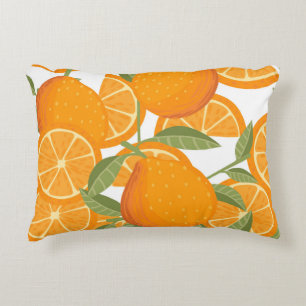 Citrus Delight: Oranje fruitpatroon Accent Kussen
