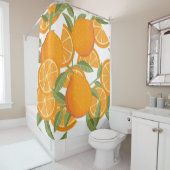 Citrus Delight: Oranje fruitpatroon Douchegordijn (In situ)