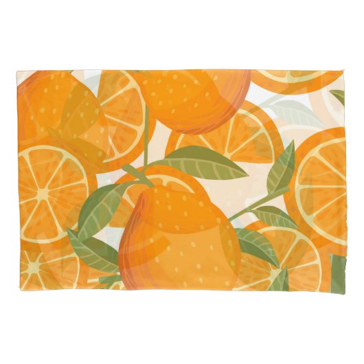 Citrus Delight: Oranje fruitpatroon Kussensloop (Voorkant)