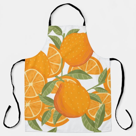 Citrus Delight: Oranje fruitpatroon Schort (Voorkant)