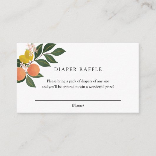 Citrus Diaper Raffle-kaart Informatiekaartje (Voorkant)