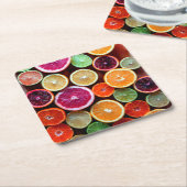 Citrus Dream Lemon Limoen Oranje Fruit Kartonnen Onderzetters (Schuin)