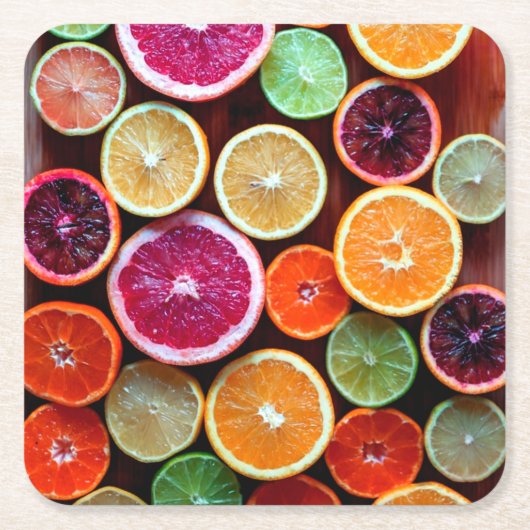 Citrus Dream Lemon Limoen Oranje Fruit Kartonnen Onderzetters (Voorkant)