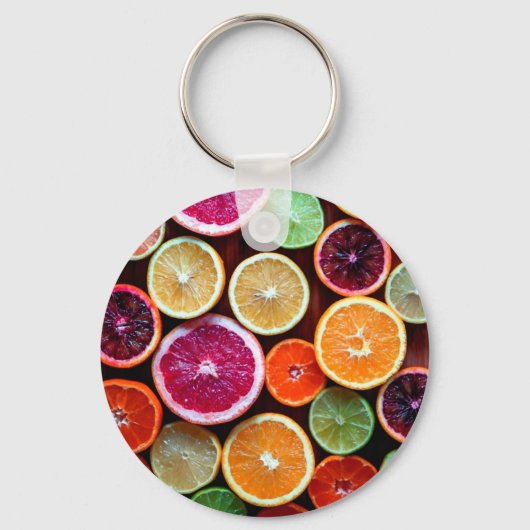Citrus Dream Lemon Limoen Oranje Fruit Sleutelhanger (Voorkant)
