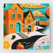 Citrus Dreamscape Vierkante Klok (Voorkant)