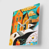 Citrus Dreamscape Vierkante Klok (Hoek)