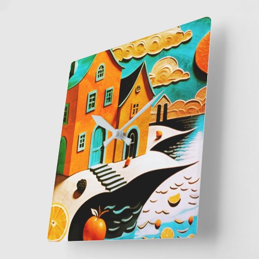 Citrus Dreamscape Vierkante Klok (Hoek)