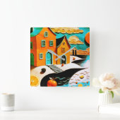 Citrus Dreamscape Vierkante Klok (Huis)