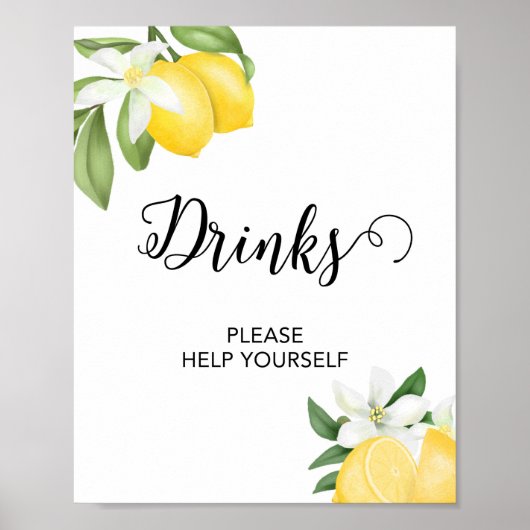 Citrus Drink Table Party Sign Citrus Poster (Voorkant)