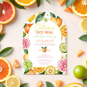 Citrus Echt Aquarel Fruit Baby Shower Kaart