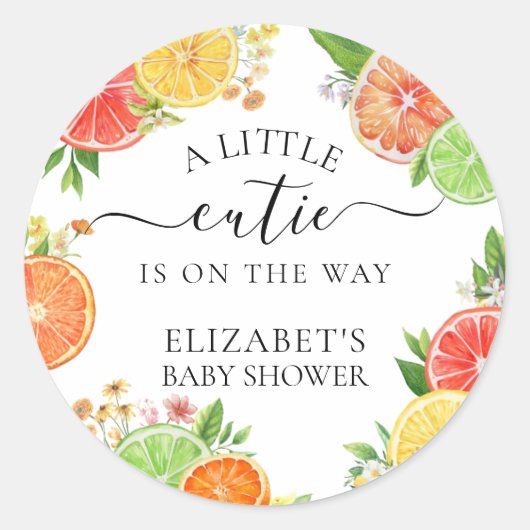 Citrus een beetje cutie Baby shower Ronde Sticker (Voorkant)