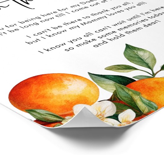 Citrus Een bericht van de Bump Baby shower Sign Poster (Hoek)