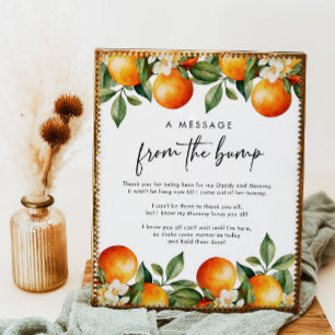 Citrus Een bericht van de Bump Baby shower Sign Poster