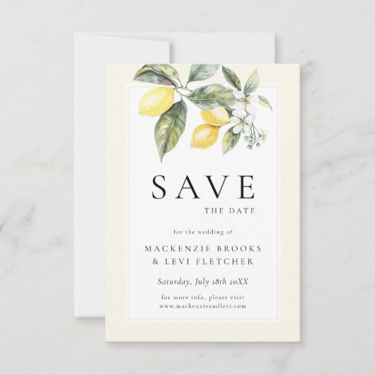 Citrus Elegante Mediterrane bruiloft Save The Date (Voorkant)