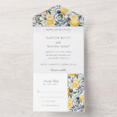 Citrus Elegantie Trouwdag met Afscheur RSVP All In One Uitnodiging (Binnen)