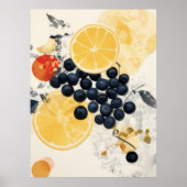 Citrus en bes botanische mixed media poster (Voorkant)
