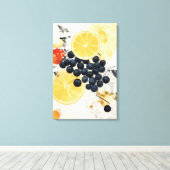 Citrus- en bess botanische mixed media canvas afdruk (Insitu (Houten vloer))