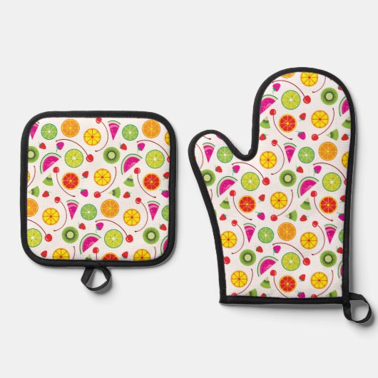 Citrus en bessen ovenwant & pannenlap set (Voorkant)