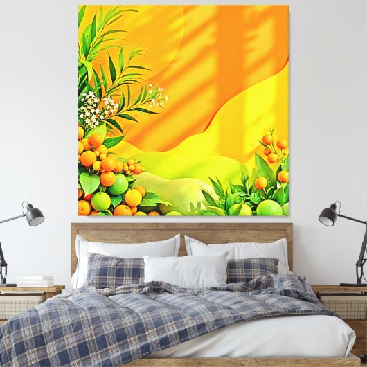 Citrus en bladeren Graphic Canvas Afdruk (Insitu (Slaapkamer))