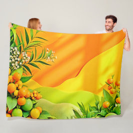 Citrus en bladeren Graphic Fleece Deken