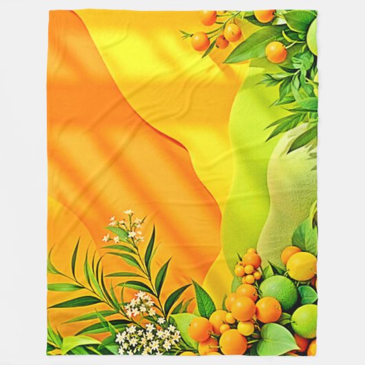 Citrus en bladeren Graphic Fleece Deken (Voorkant)