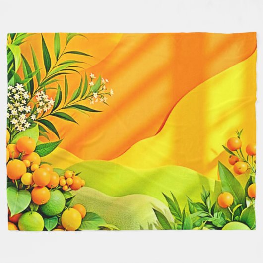 Citrus en bladeren Graphic Fleece Deken (Voorkant (Horizontaal))