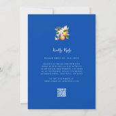 Citrus en blauwe trouw QR Code uitnodiging (Achterkant)