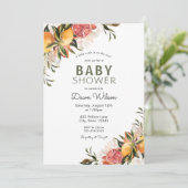 Citrus en groen Baby Brunch uitnodiging (Staand voorkant)