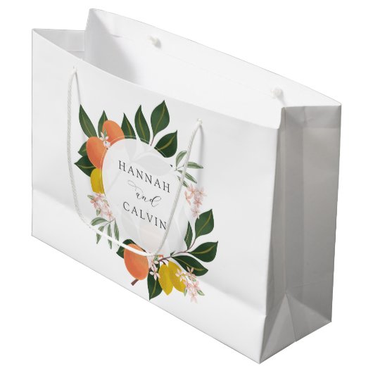 Citrus- en groenbruiloft groot cadeauzakje (Voorkant Gekanteld)
