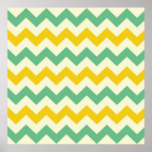 Citrus en Limoen Chevron Zigzags Geel Groen Poster