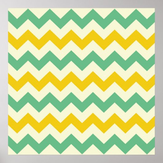 Citrus en Limoen Chevron Zigzags Geel Groen Poster (Voorkant)