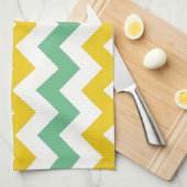 Citrus en Limoen Chevron Zigzags Geel Groen Theedoek (Quarter Fold)