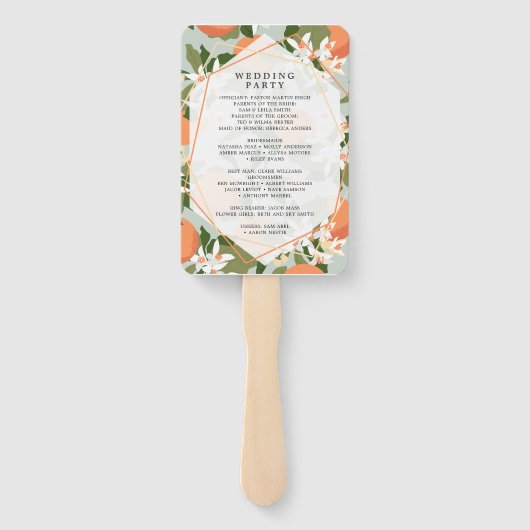 Citrus en Mint Trouwprogramma Hand Fans Handwaaier (Achterkant)