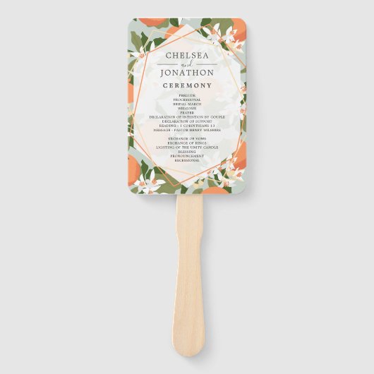 Citrus en Mint Trouwprogramma Hand Fans Handwaaier (Voorkant)