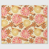 Citrus en specerij Vrolijk kerstfeest Cadeaupapier (Vlak)