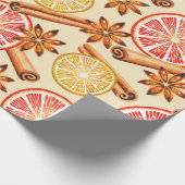 Citrus en specerij Vrolijk kerstfeest Cadeaupapier (Hoek)