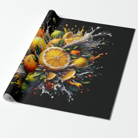 Citrus explosie cadeaupapier (Uitgerold)