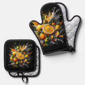 Citrus explosie ovenwant & pannenlap set (Voorkant / Achterkant)