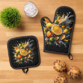 Citrus explosie ovenwant & pannenlap set (Top down)