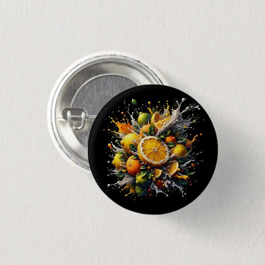 Citrus explosie ronde button 3,2 cm (Voorkant /achterkant)