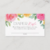 Citrus Floral Baby shower Luier Raffle Ticket Informatiekaartje (Voorkant)