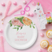 Citrus Floral Baby shower Papieren Bordje (Feest)