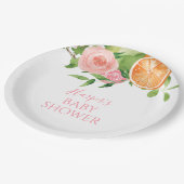 Citrus Floral Baby shower Papieren Bordje (Gekanteld)
