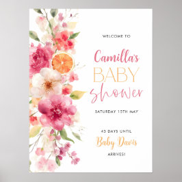 Citrus Floral Baby shower Welkomstbord Poster