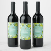 Citrus Floral Birthday Wine Label Wijn Etiket (Flessen)