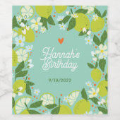 Citrus Floral Birthday Wine Label Wijn Etiket (Enkel label)