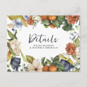 Citrus Floral | Botanische bruiloft Gast Details Informatiekaartje (Voorkant)